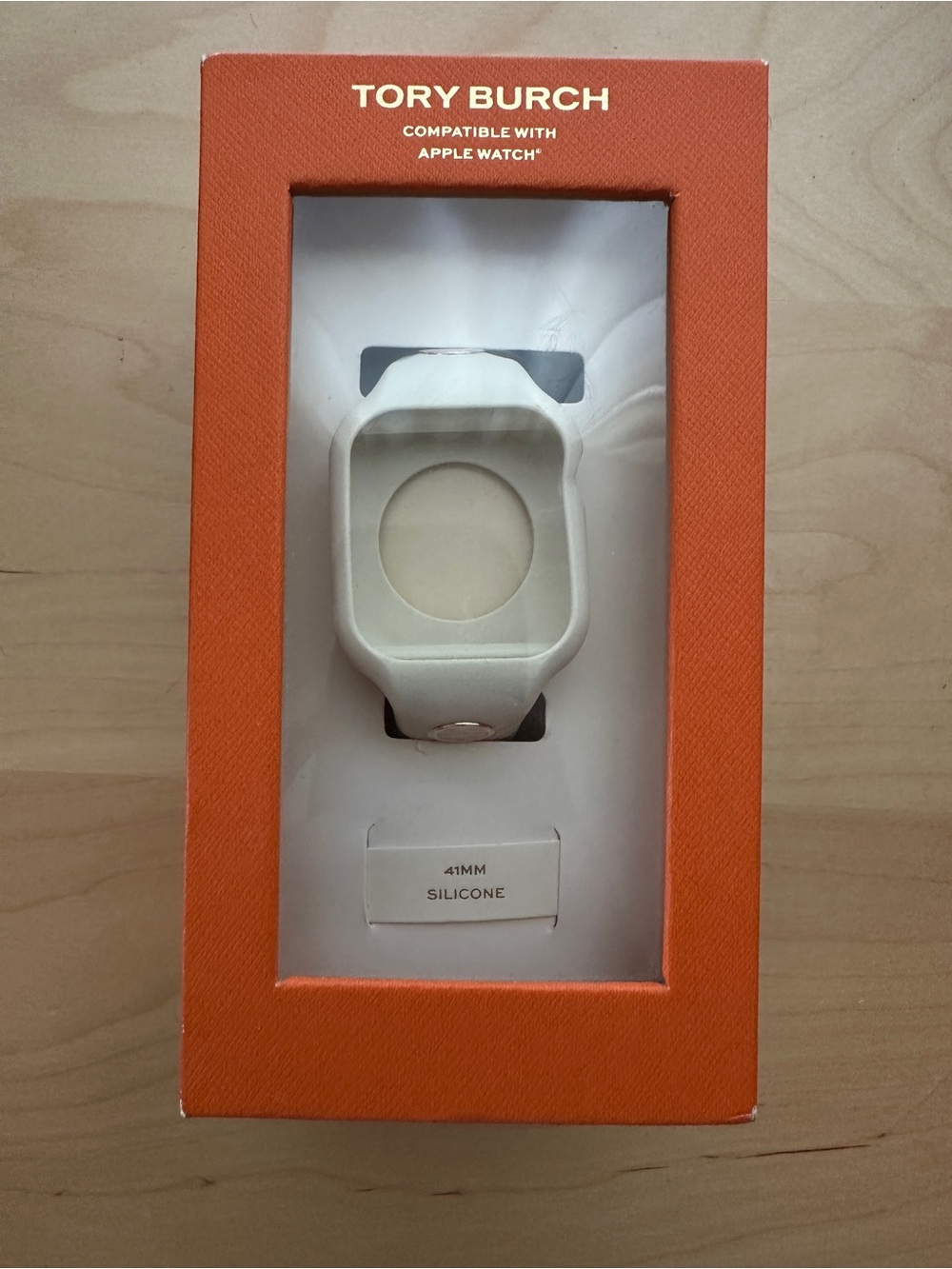 Tory Burch 41mm Silicone Apple Watch Case in White/Cream